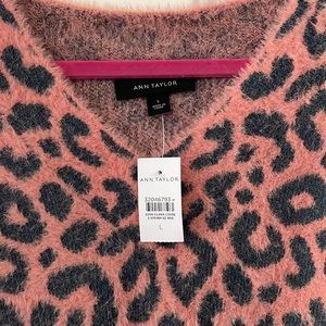 Ann Taylor Pink and Gray Cheetah Sweater